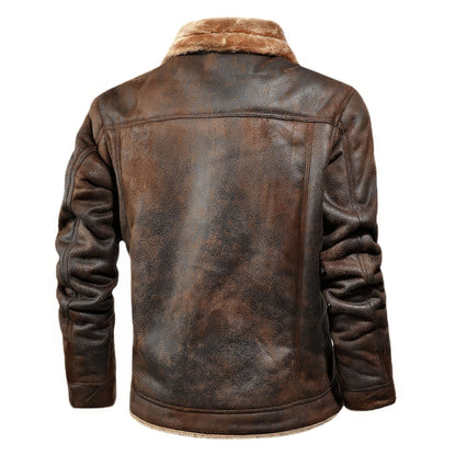 Mens Velvet Thicken Warm Leather Jacket Casual Men's Coats Slim Fit Genuine Leather Jackets
