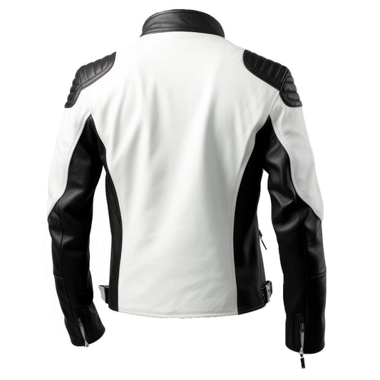 Mens Biker Casual Motorcycle Sheepskin Coat Side Pockets Zipper Red Black and Gold Contrast Genuine Leather Jackets