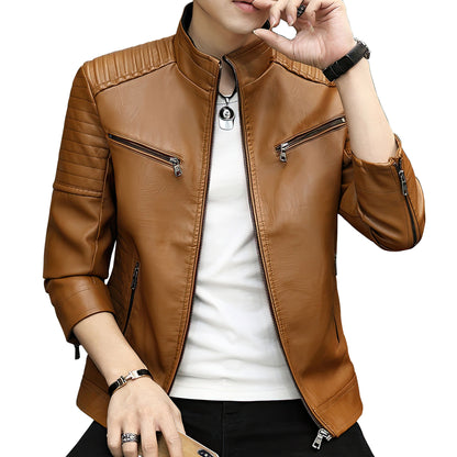 Mens Leather Jacket Men Slim Fit Short Coat Leather Jacket Streetwear Casual Blazer Outerwear Genuine Leather Jackets