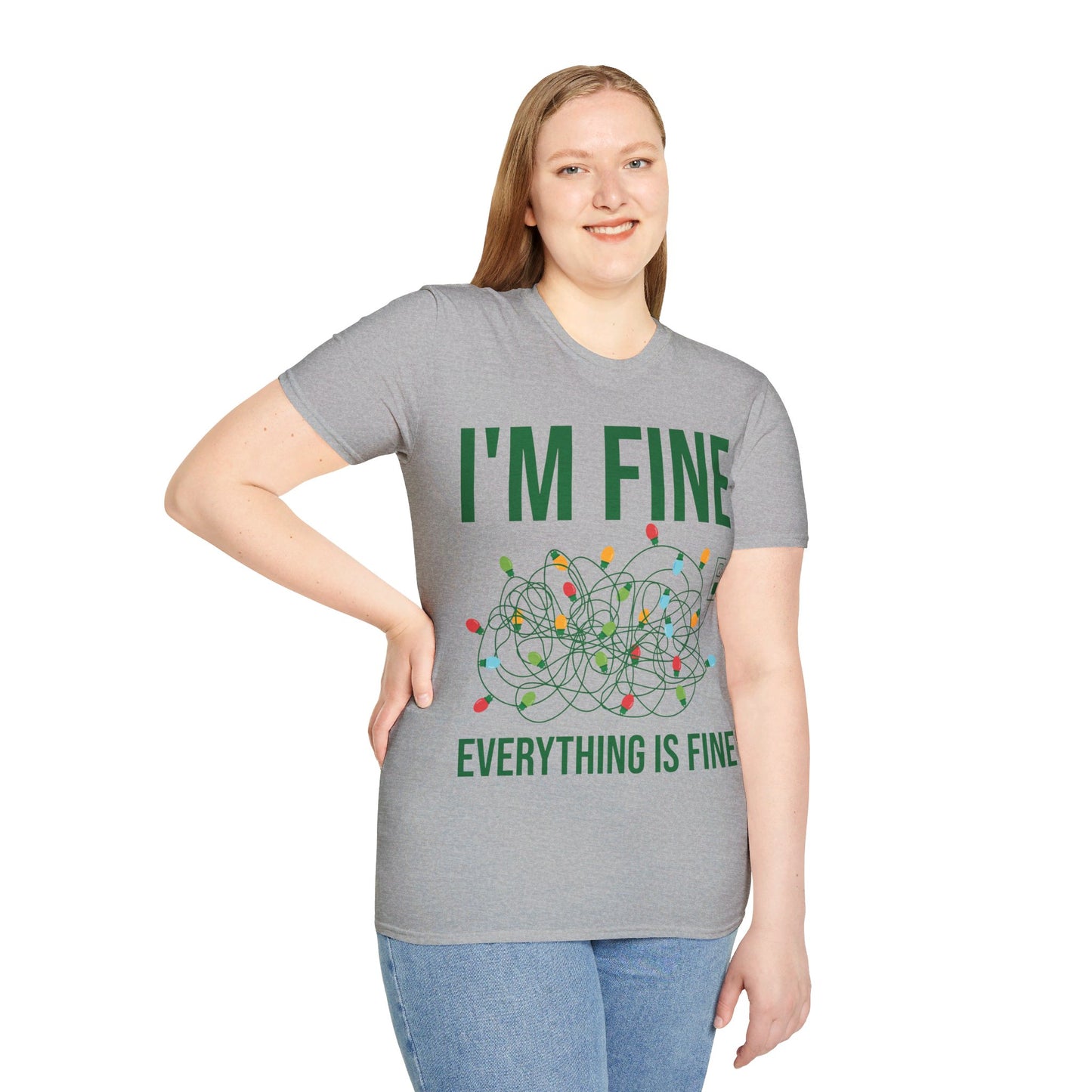 Funny I'm Fine Everything Is Fine Christmas Lights Xmas T-Shirt Men Women