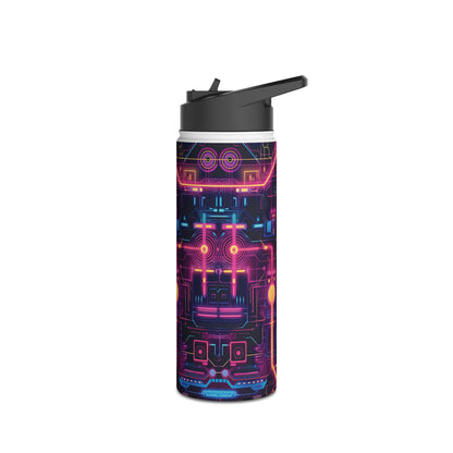 Cyberpunk Neon Pattern Stainless Steel Water Bottle with Twist-on Lid and Double-Wall Vacuum Insulation