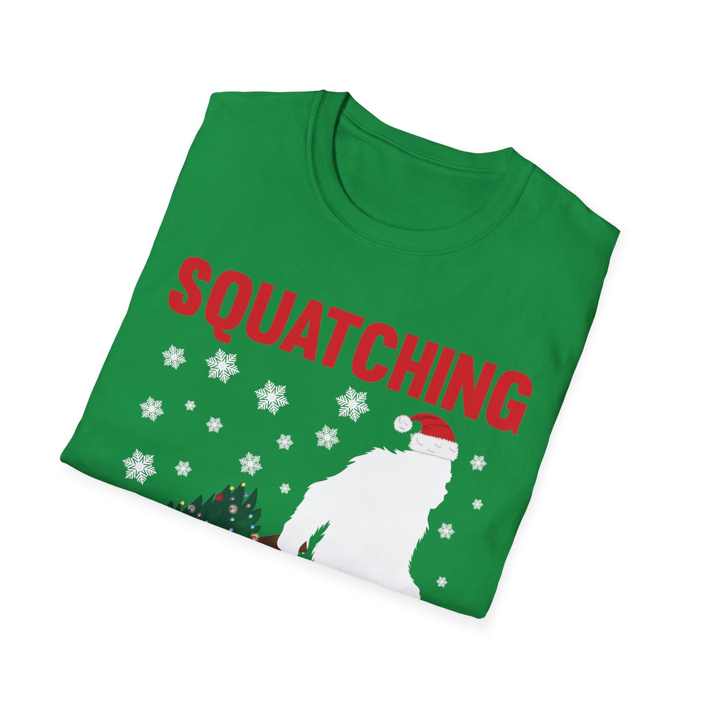 Squatching Through The Snow Funny Bigfoot Christmas Sasquatch T-Shirt