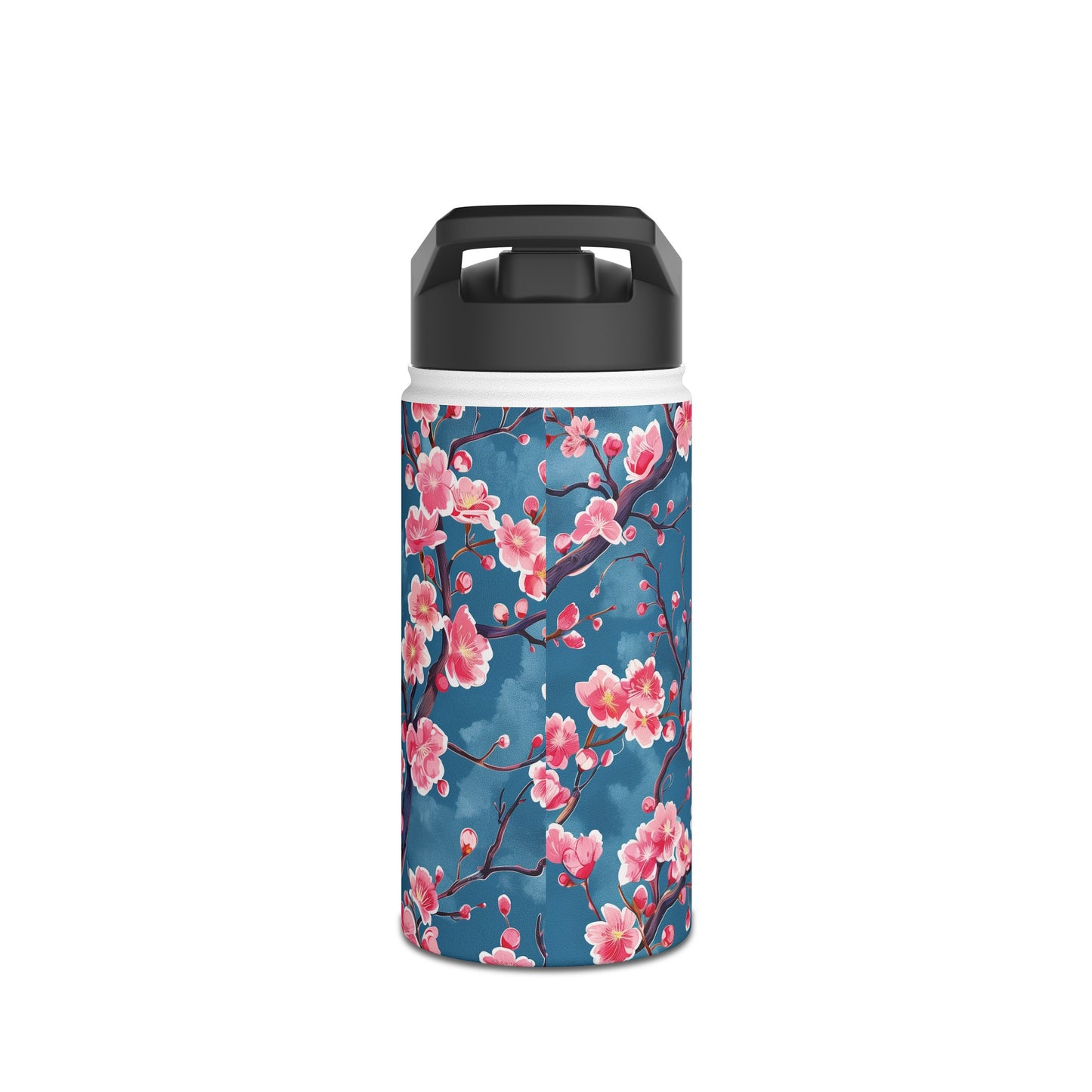Sakura Blossoms Vibrant Colored Pattern Stainless Steel Water Bottle with Twist-on Lid and Double-Wall Vacuum Insulation