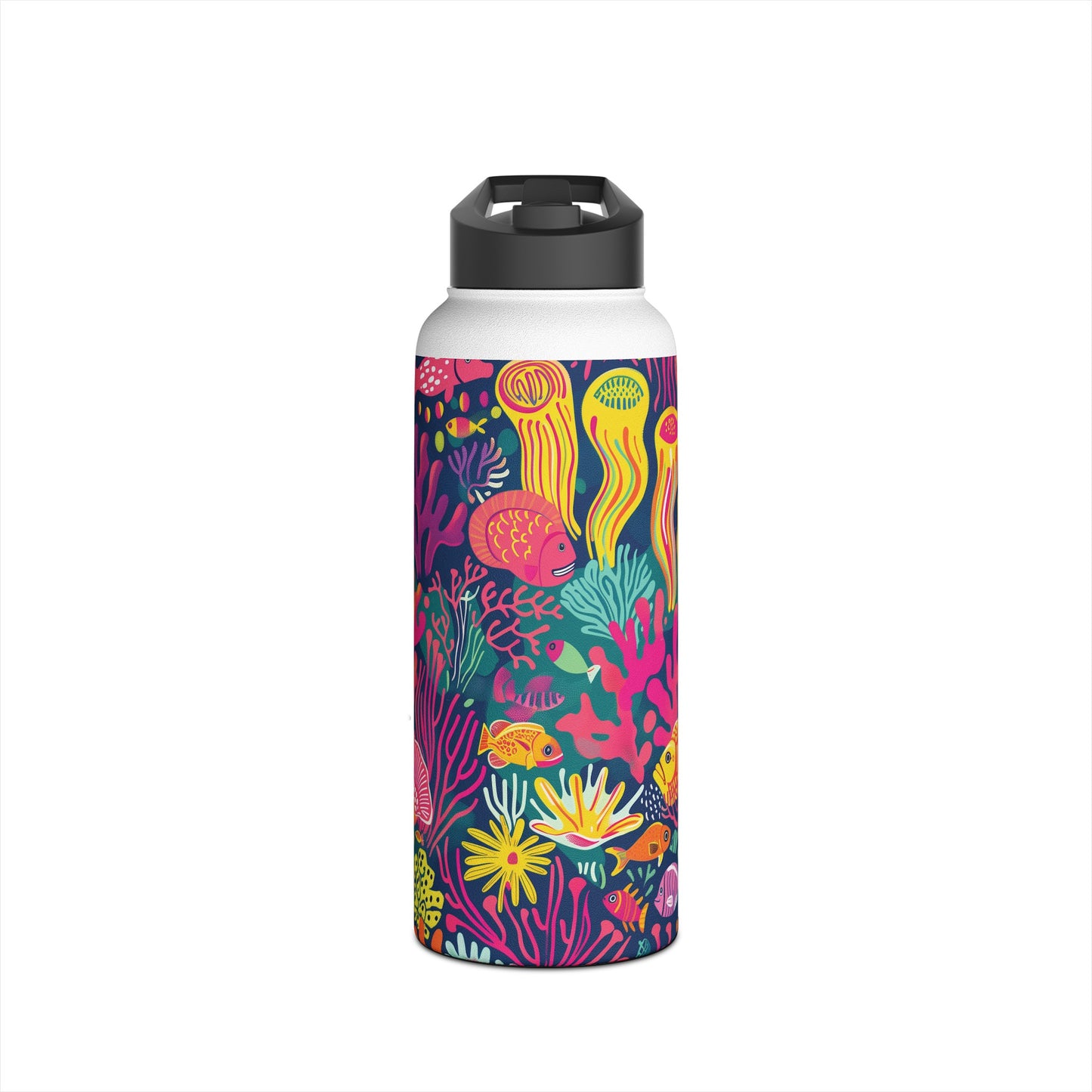 Underwater World Vibrant Pattern Stainless Steel Water Bottle with Twist-on Lid and Double-Wall Vacuum Insulation