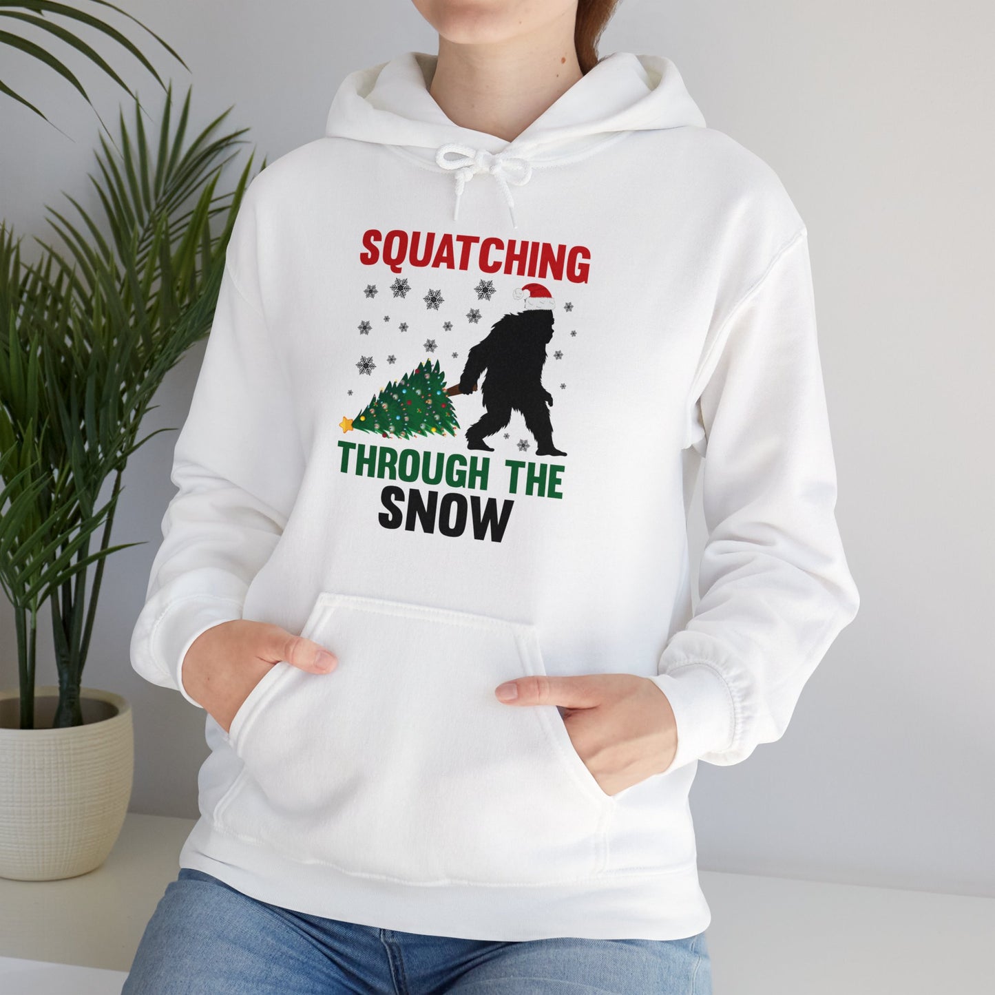 Squatching Through The Snow Funny Bigfoot Christmas Sasquatch Hoodie