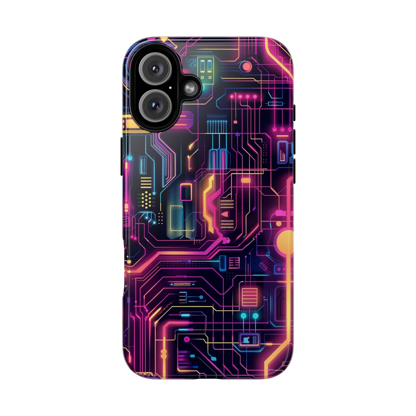 Cyberpunk Neon Pattern iPhone 16 Pro Max Plus Case Wireless Charging Compatible Tough Cases Protection, Magnetic Phone Case for iPhone Classic Series