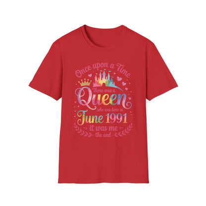 Funny 35 Years Old Birthday Girl 35 Birthday Queen June 1991 T-Shirt For Women