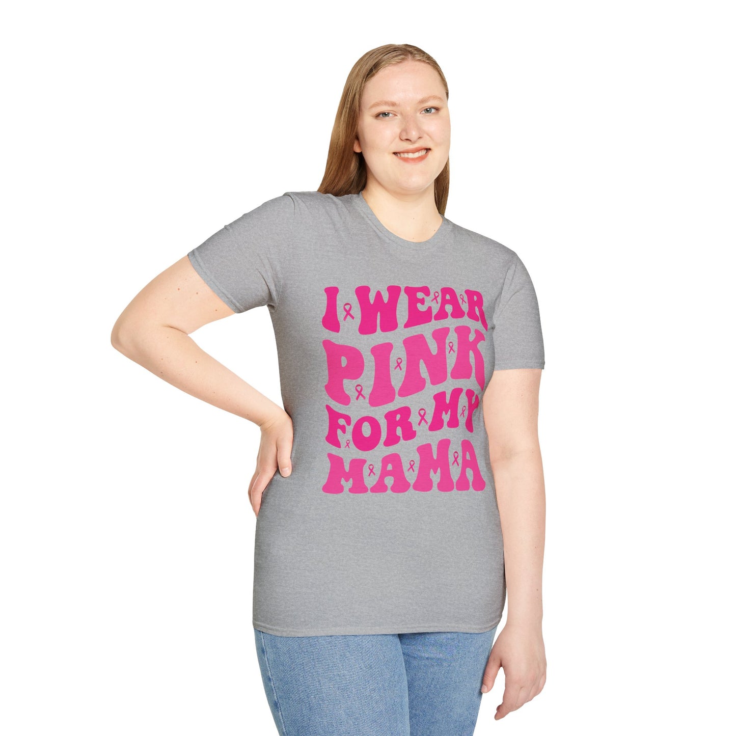 I Wear Pink For My Mama Ribbon Breast Cancer Support Squads T-Shirt For Men Women