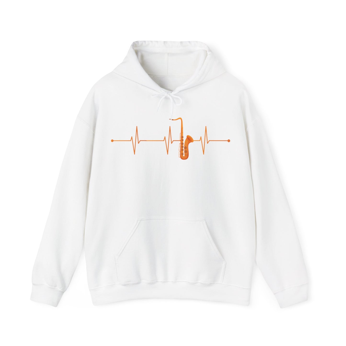 Funny Saxophone Heartbeat Hoodie, Saxophone Player Music Lovers Hoodie