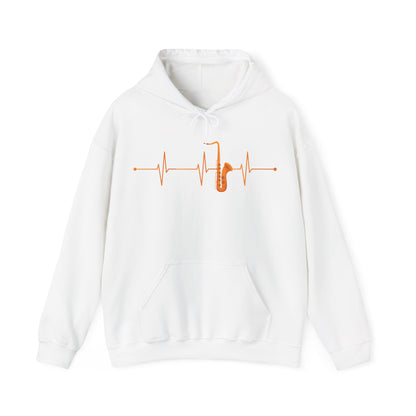 Funny Saxophone Heartbeat Hoodie, Saxophone Player Music Lovers Hoodie