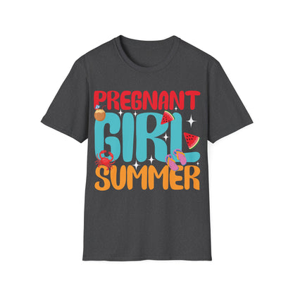 Groovy Pregnancy Reveal Pregnant Girl Summer T-Shirt For Baby Shower T-Shirt