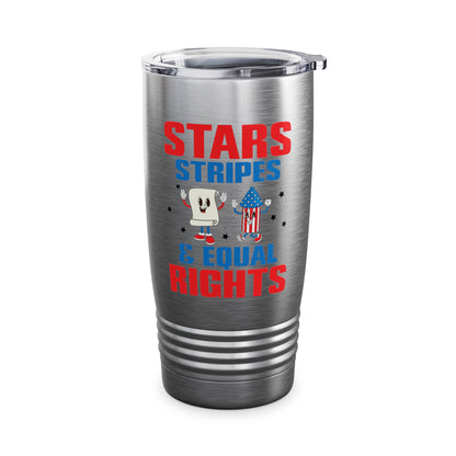 Stars Stripes & Equal Rights 4th Of July Retro Groovy Tumbler For Men Women Tumbler