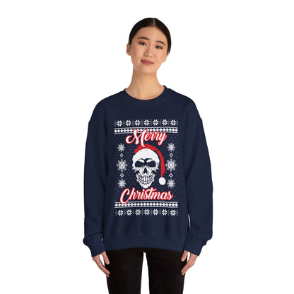 Merry Christmas Ugly Skull Holiday Xmas Jumper Crewneck Sweatshirt Sweater