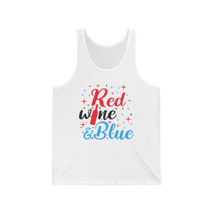 Funny Red White and Blue Wine Tank Top 4th of July Drinking Tank Top For Women