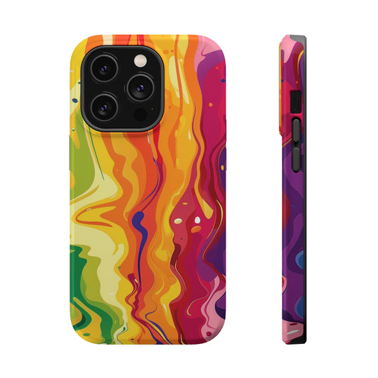 Rainbow Splash Vibrant iPhone 13 14 15 Pro Max Plus Case Compatible with MagSafe Tough Cases Protection, Magnetic Phone Case for iPhone  Classic Series