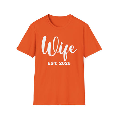 Funny Wife Est 2026 Just Married Bride Honeymoon Couple Wedding T-Shirt For Women