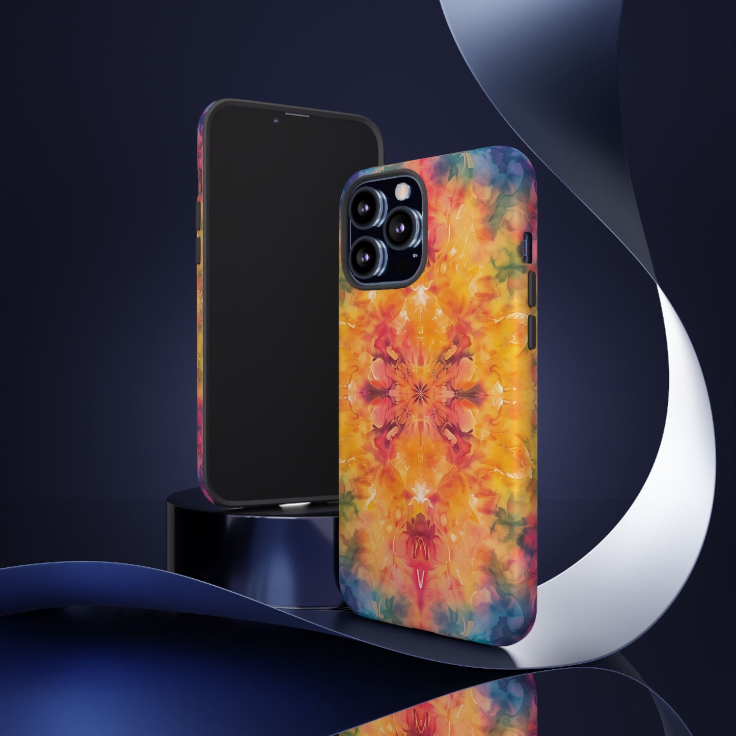 Tie-Dye Dream Pattern iPhone 13 14 15 16 Pro Max Plus Case Wireless Charging Compatible Tough Cases Protection, Magnetic Phone Case for iPhone Classic Series