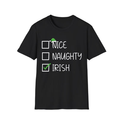 Nice Naughty Irish Christmas Ireland Heritage Roots St Patricks Day T-Shirt For Men Women T-Shirt