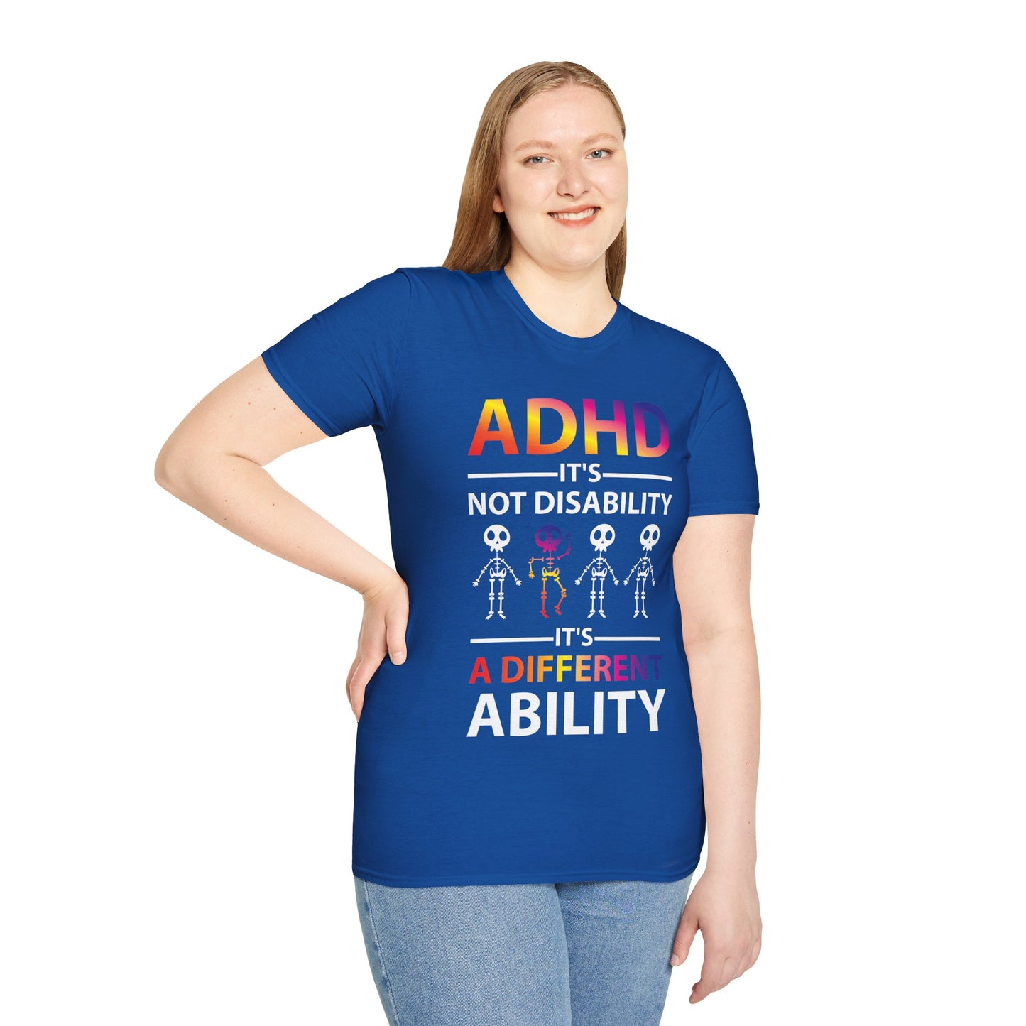 ADHD Its Not Disability Its A Different Ability Skeleton Retro T-Shirt Men Women