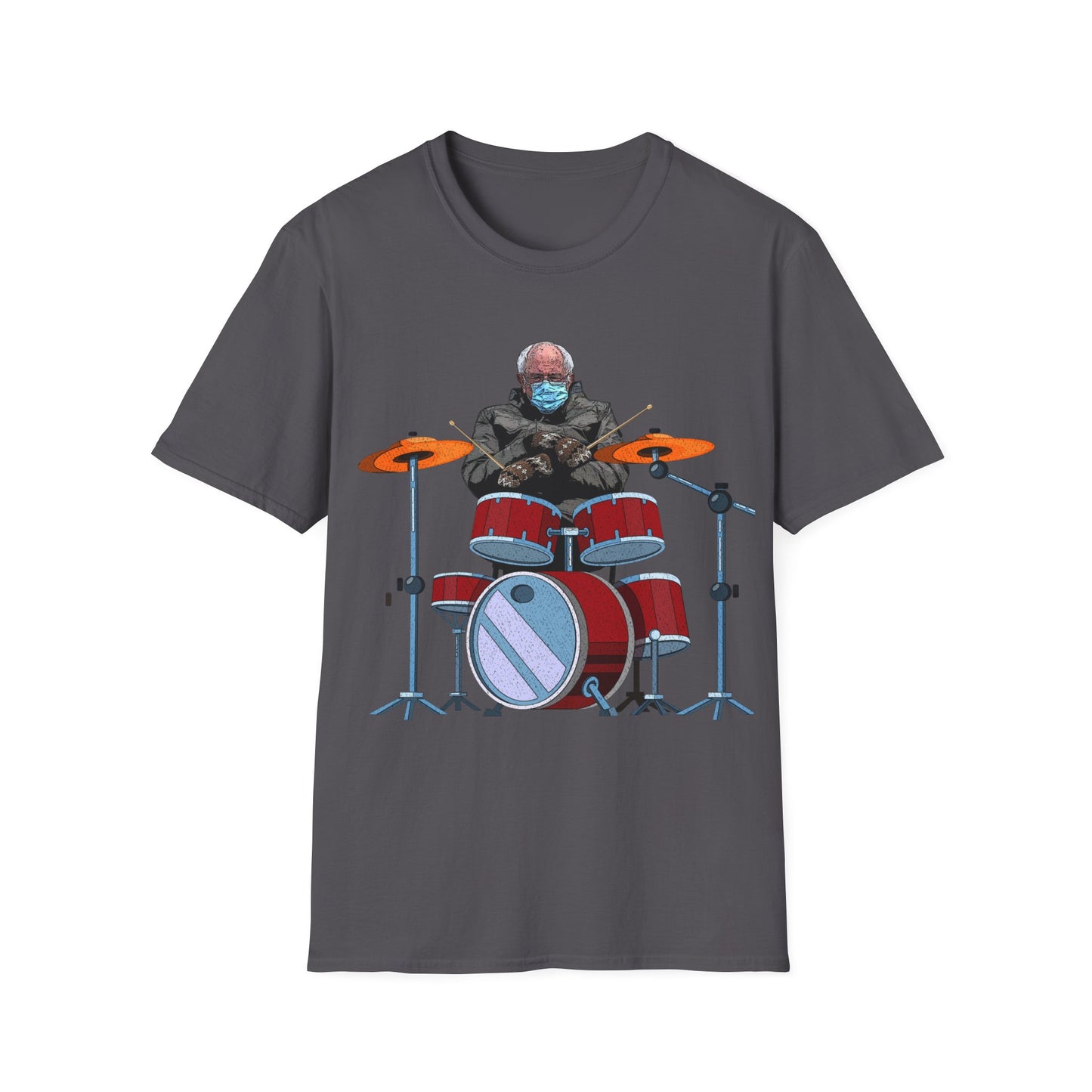 Bernie Sanders Drummer Inauguration Mittens Meme Sitting Drums T-Shirt