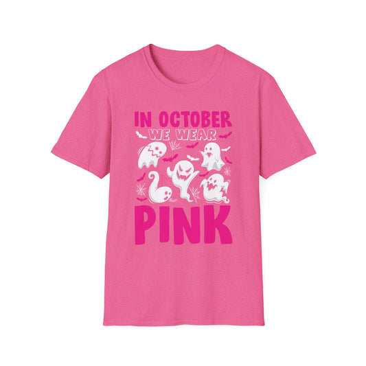 Groovy Wear Pink Breast Cancer Warrior Cute Ghost Halloween T-Shirt