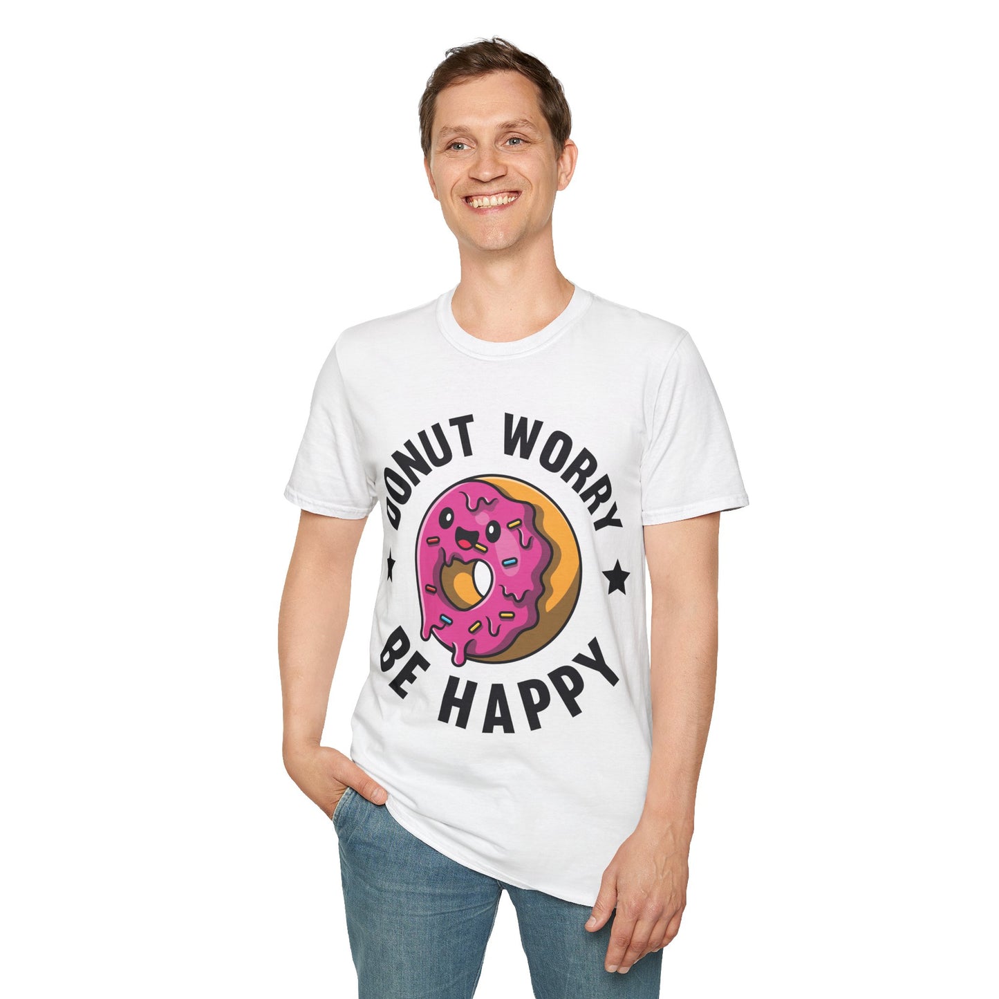 Funny Donut Worry Be Happy Foodie Donut Lovers T-Shirt For Men Women T-Shirt