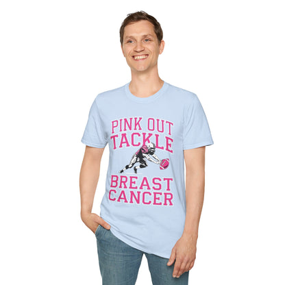 Funny Pink Out Tackle Breast Cancer Awareness American Football T-Shirt For Men Women