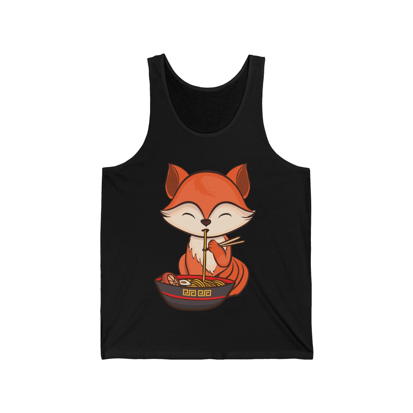 Fox Eating Ramen Kawaii Tee Japanese Cute Lovely Tank Top Men Women