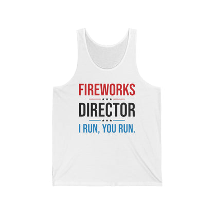 Funny Fireworks Director I Run You Run 4th Of July Retro Tank Top For Men Women