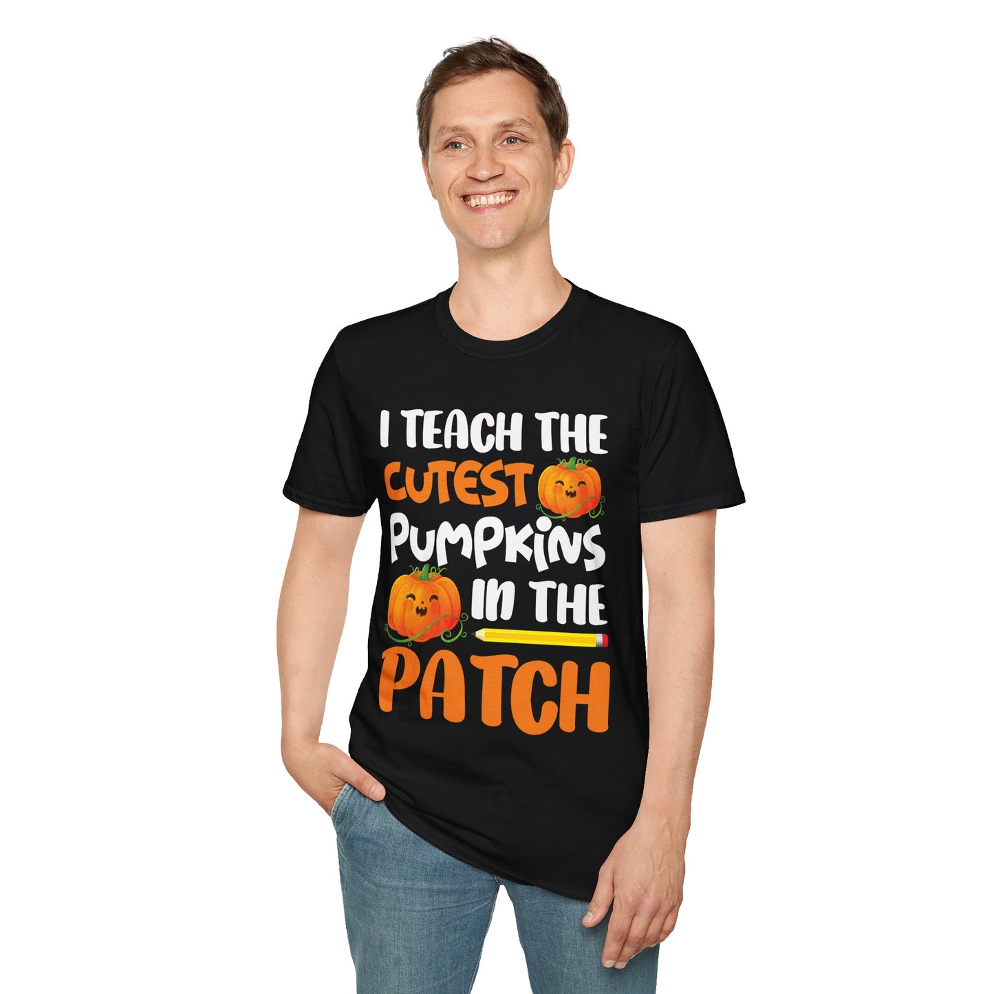 Funny I Teach The Cutest Pumpkins In The Patch Teacher Halloween Pumpkin  T-Shirt For Men Women