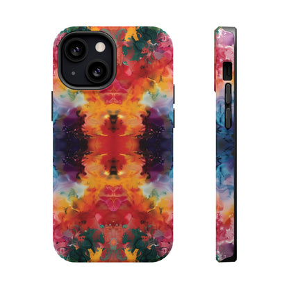 Tie-Dye Dream Vibrant Pattern iPhone 13 14 15 Pro Max Plus Case Compatible with MagSafe Tough Cases Protection, Magnetic Phone Case for iPhone  Classic Series