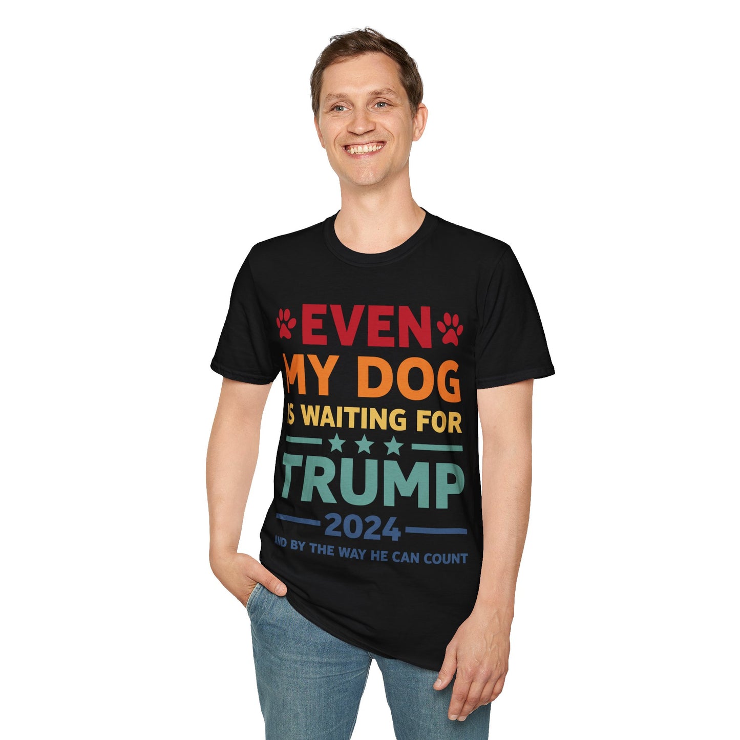 Even My Dog Is Waiting For Trump 2024 Funny President T-Shirt For Men Women