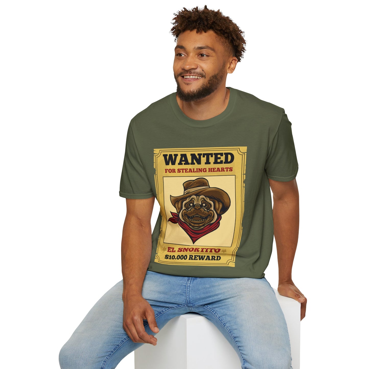 Vintage Pug Wanted Poster Cute Western Cowboy Funny Pug Dog T-Shirt For Men Women T-Shirt