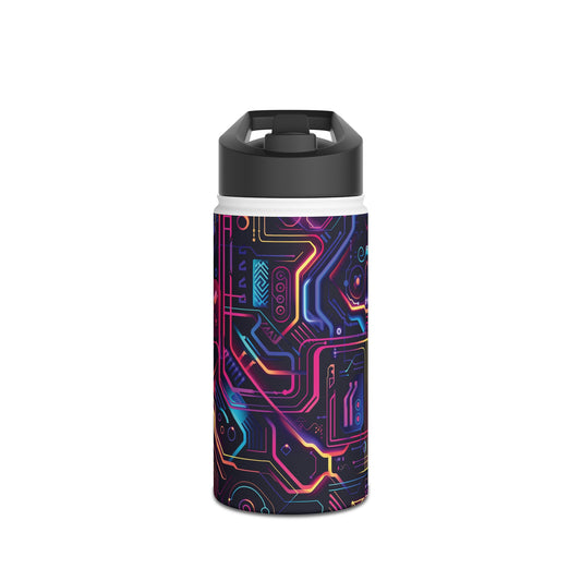 Cyberpunk Neon Vibrant Color Pattern Stainless Steel Water Bottle with Twist-on Lid and Double-Wall Vacuum Insulation