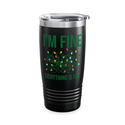 Funny I'm Fine Everything Is Fine Christmas Lights Xmas Tumbler Men Women