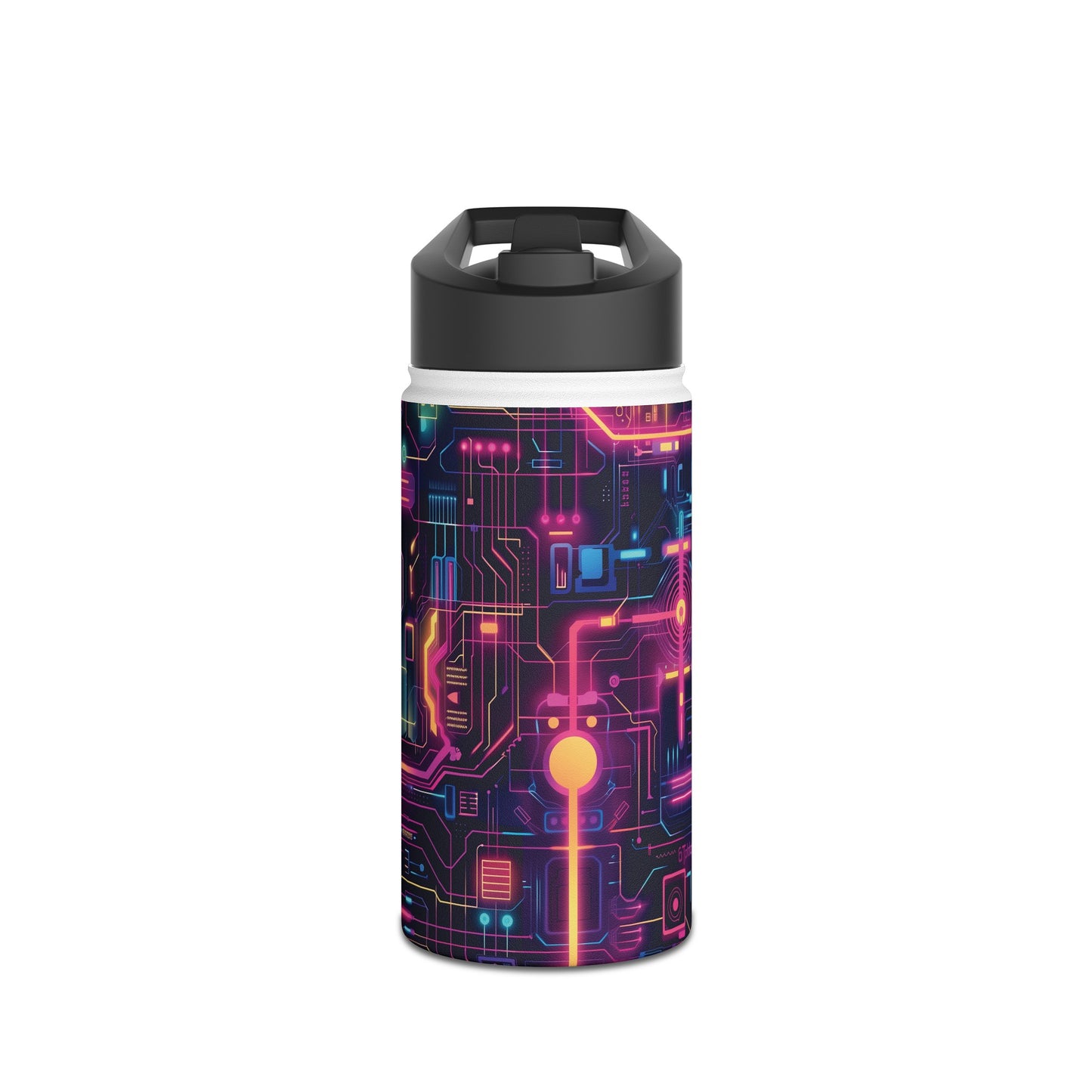 Cyberpunk Neon Pattern Stainless Steel Water Bottle with Twist-on Lid and Double-Wall Vacuum Insulation