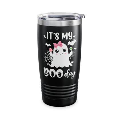 Funny Its My Boo Day Cute Birthday Ghost Pink Bow Funny Halloween Tumbler