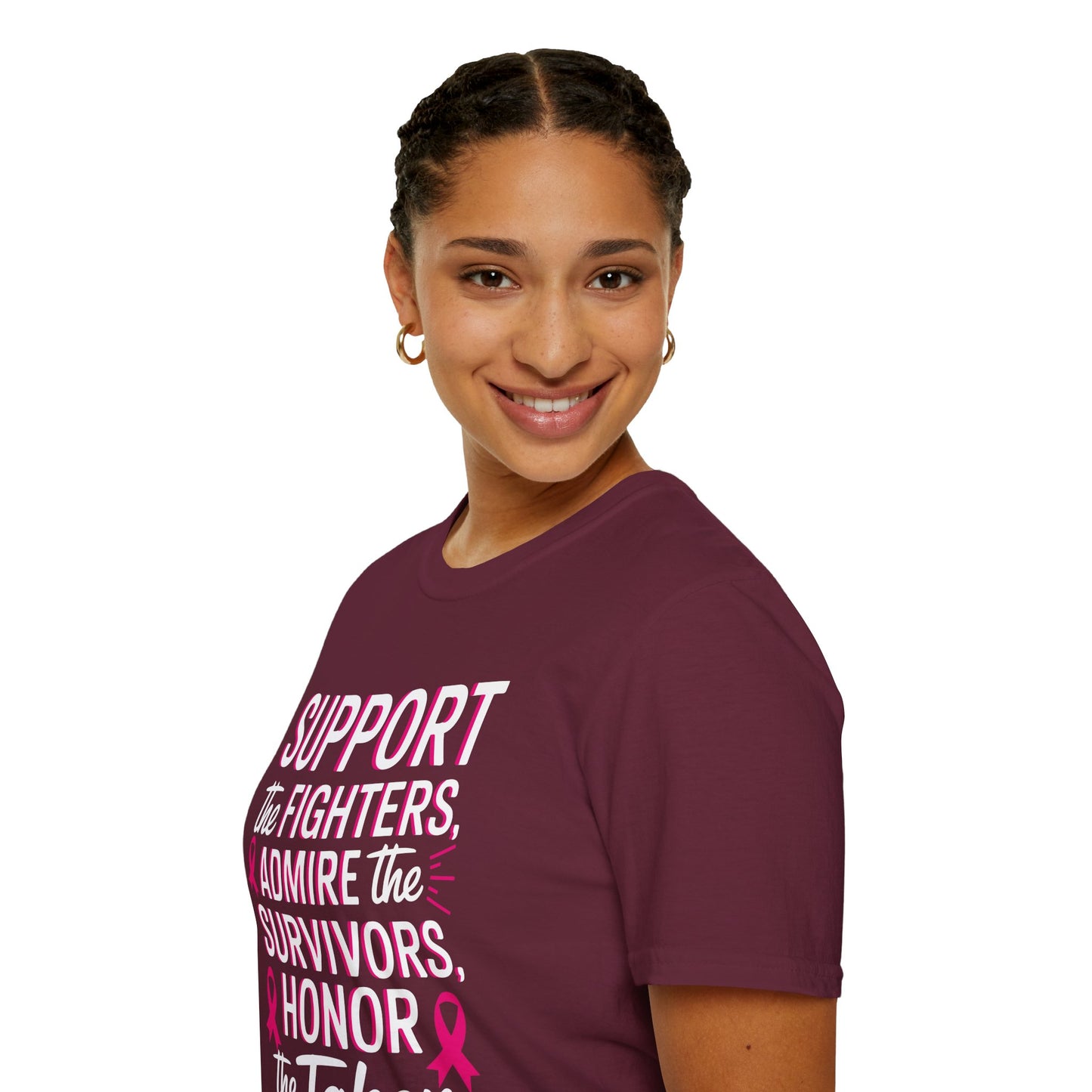 Breast Cancer Awareness Support Fighters Admire Survivors T-Shirt For Men Women
