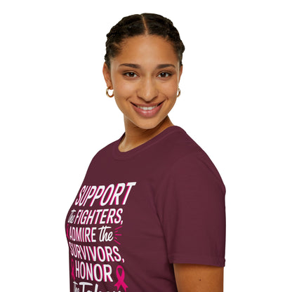 Breast Cancer Awareness Support Fighters Admire Survivors T-Shirt For Men Women