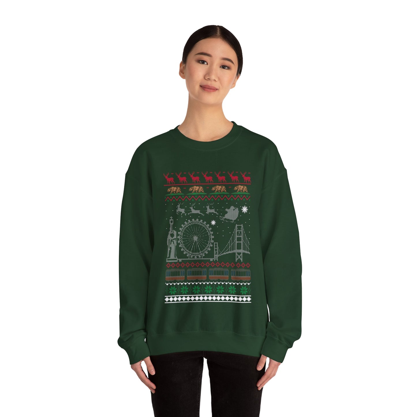 I Love California Christmas Santa, Reindeer Funny Ugly Christmas Jumper Sweatshirt