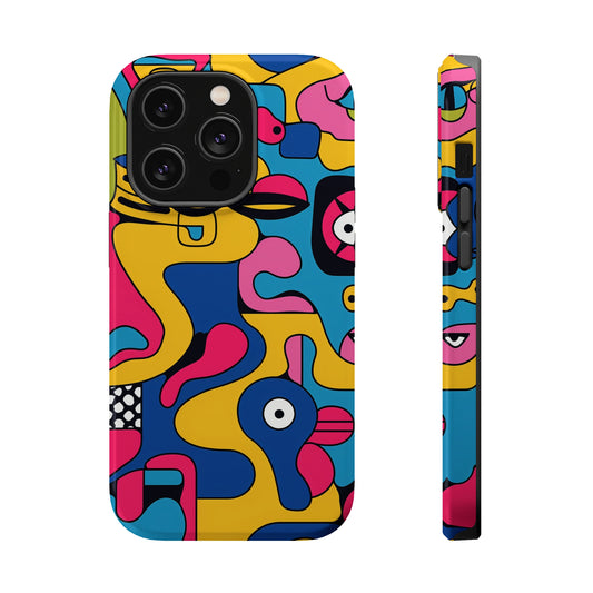 Pop Culture Fun Pattern iPhone 13 14 15 Pro Max Plus Case Compatible with MagSafe Tough Cases Protection, Magnetic Phone Case for iPhone  Classic Series