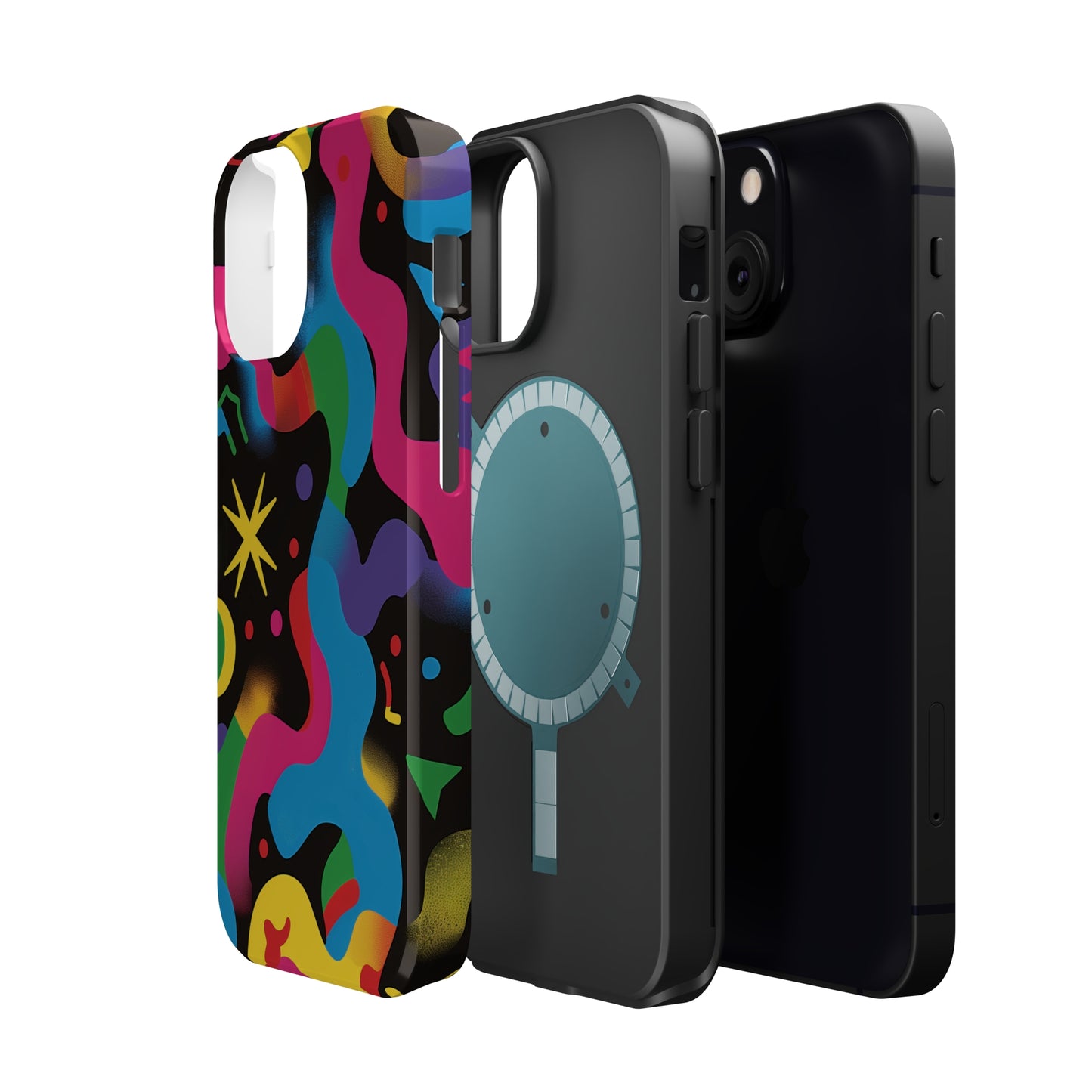 Pop Culture Fun Vibrant Pattern iPhone 13 14 15 Pro Max Plus Case Compatible with MagSafe Tough Cases Protection, Magnetic Phone Case for iPhone  Classic Series