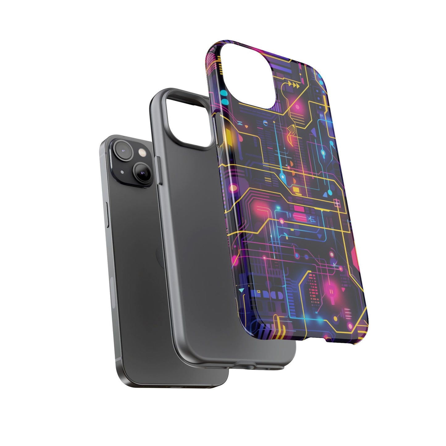 Cyberpunk Neon Vibrant Pattern iPhone 13 14 15 16 Pro Max Plus Case Wireless Charging Compatible Tough Cases Protection, Magnetic Phone Case for iPhone Classic Series