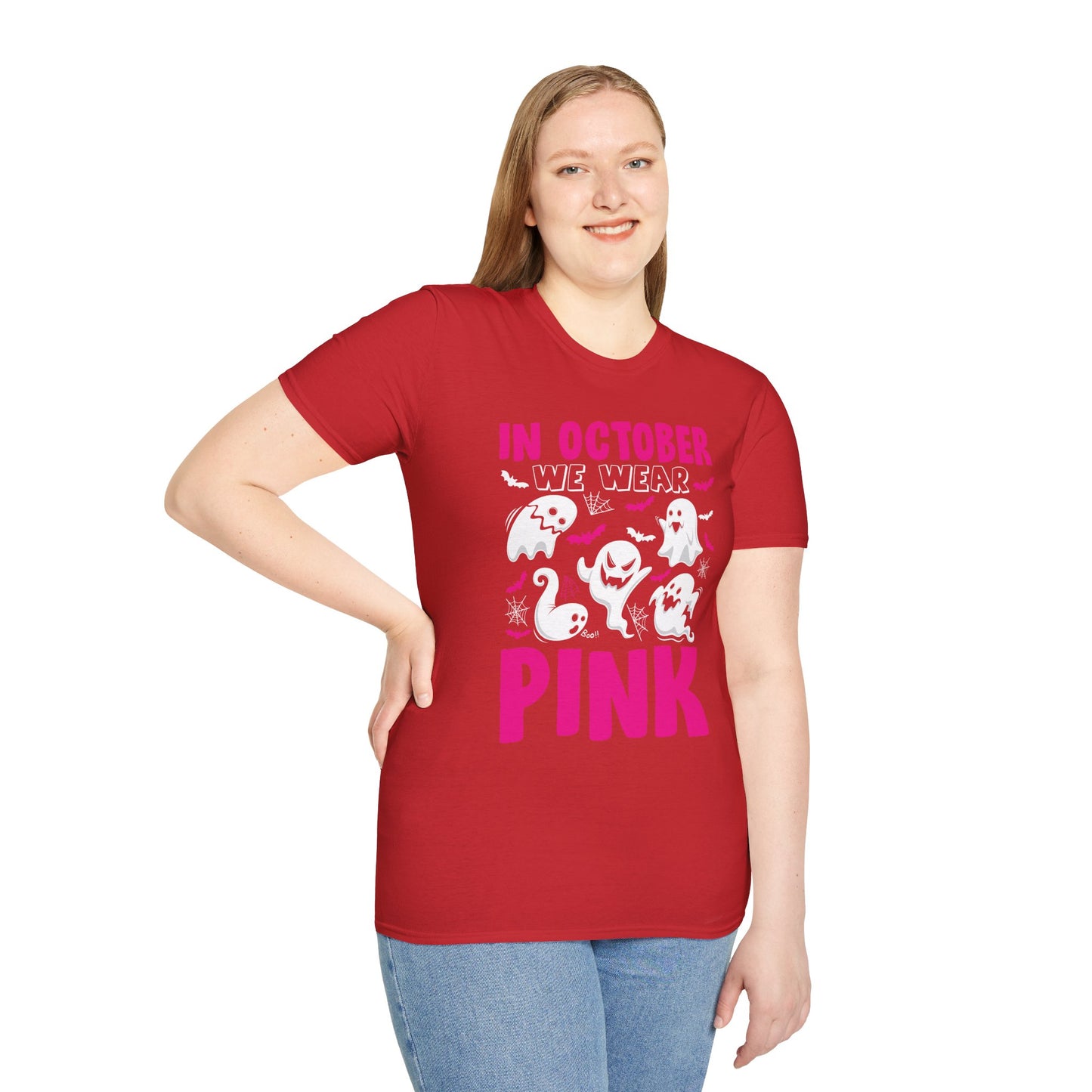 Groovy Wear Pink Breast Cancer Warrior Cute Ghost Halloween T-Shirt
