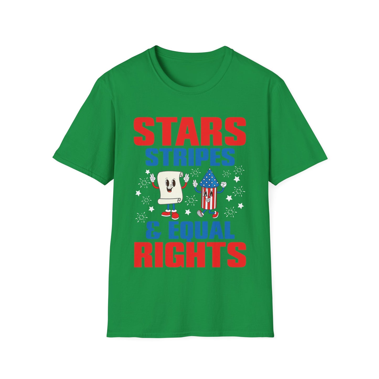 Stars Stripes & Equal Rights 4th Of July Retro Groovy T-Shirt For Men Women T-Shirt