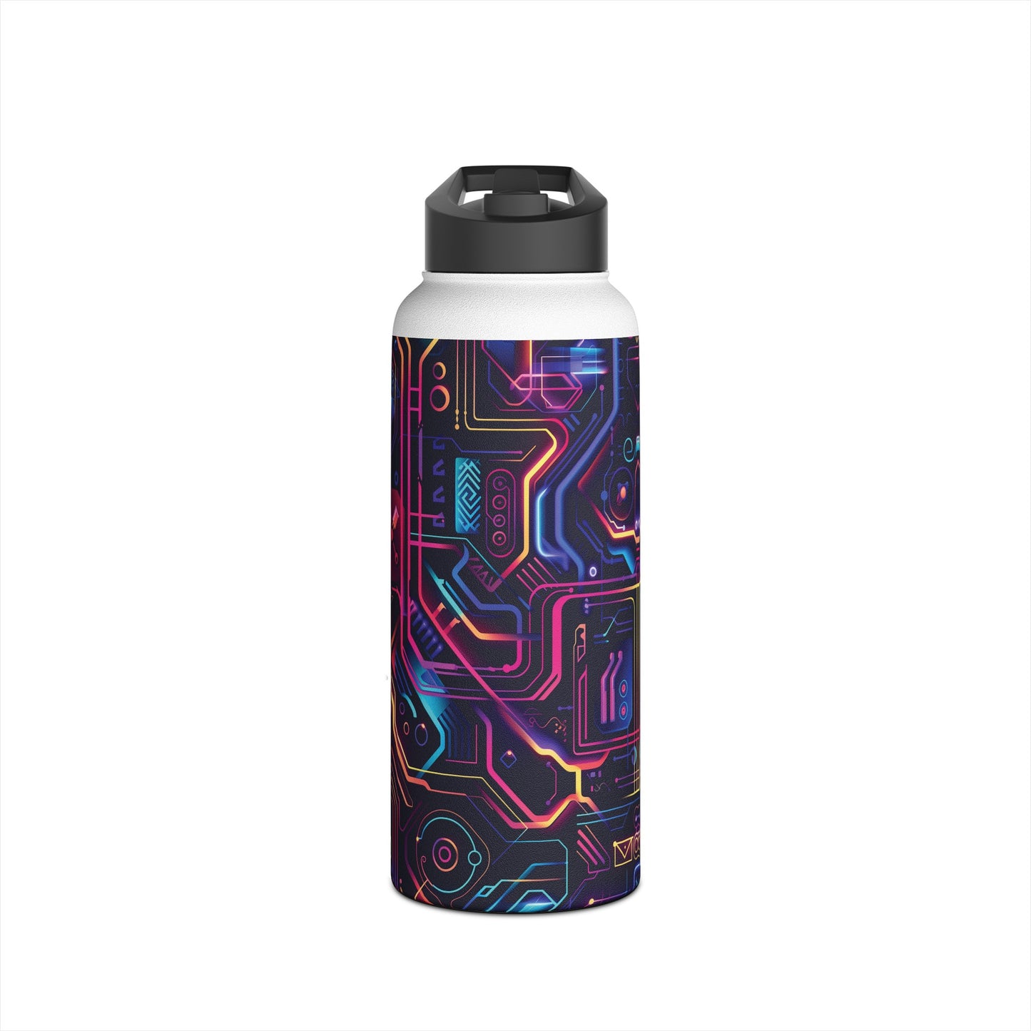 Cyberpunk Neon Vibrant Color Pattern Stainless Steel Water Bottle with Twist-on Lid and Double-Wall Vacuum Insulation