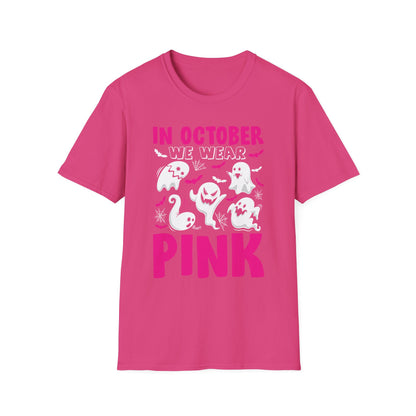 Groovy Wear Pink Breast Cancer Warrior Cute Ghost Halloween T-Shirt