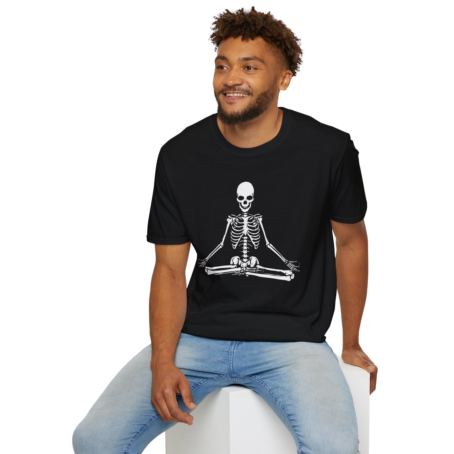 Meditating Skeleton Funny Freaky Yoga Zen Balance Halloween Costume Shirt for Men Women T-Shirt