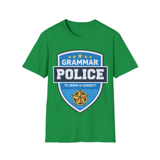 Grammar Police Badge To Serve and Correct Teacher Student T-Shirt Men Women