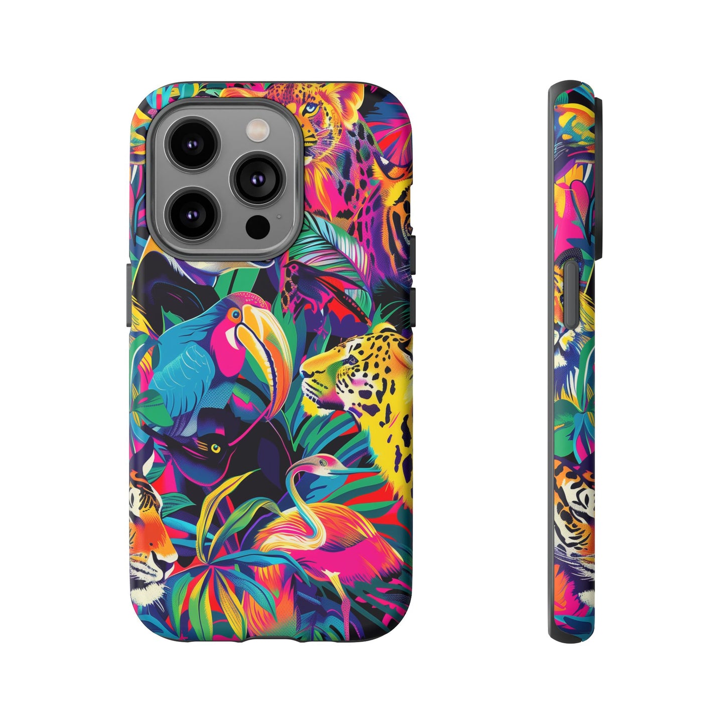 Animal Collage Pattern iPhone 13 14 15 16 Pro Max Plus Case Wireless Charging Compatible Tough Cases Protection, Magnetic Phone Case for iPhone Classic Series